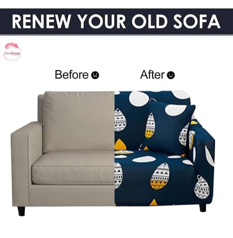 Image of HK Printed 5 Seater Sofa Cover Big Elasticity Cover Stretch Universal Sofa Slipcover 5 Seater (3 Seater Size 185-230cm and 1 Seater Size 90-145cm)