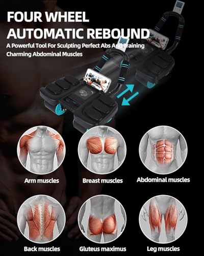 2025 New Automatic Rebound Ab Roller Wheel with Elbow Support & 4-Wheel Design - Core Exercise Equipment for Home Gym, M 