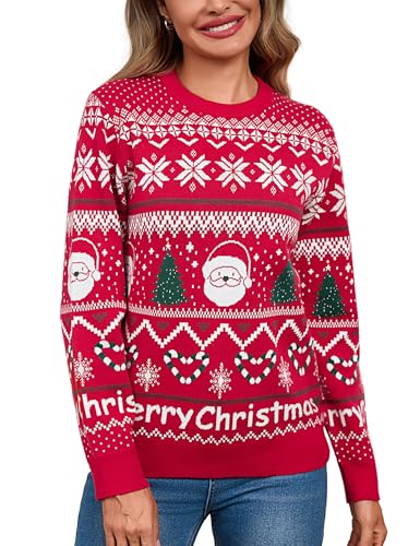 Litherday Damen Weihnachtspullover Weihnachten Winter Christmas...