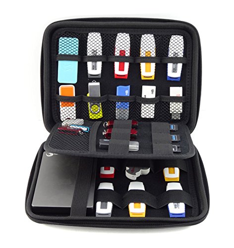 [USB Flash Drive Case/Hard Drive Case] - DDQ Universial Portable Waterproof Shockproof Electronic Accessories Organizer Holder/USB Flash Drive Case Bag/Hard Drive Case Bag - Black