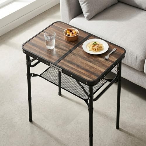 Image of Folding TV Dinner Tray Table, Adjustable Height Sofa Snack Table
