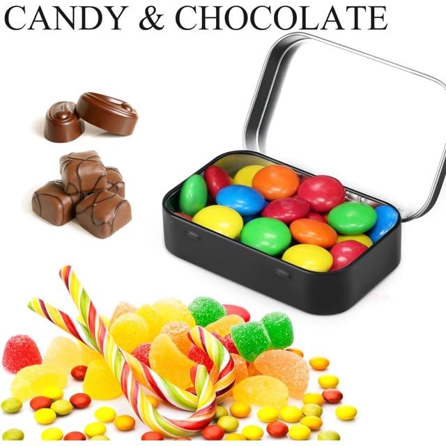 Image of 3Pcs Black Rectangular Small Tins with Lids Tin Boxes Tins Container Metal Empty Hinged Tin Storage Boxes for Candy Key Earrings Food Storage