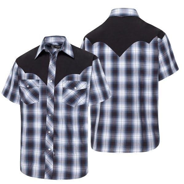 Chemise western haut de gamme en pur coton avec yoke noir de qualité supérieure Evan