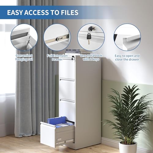 Image of 4 Drawer File Cabinet with Lock,Metal File Cabinet for Home Office