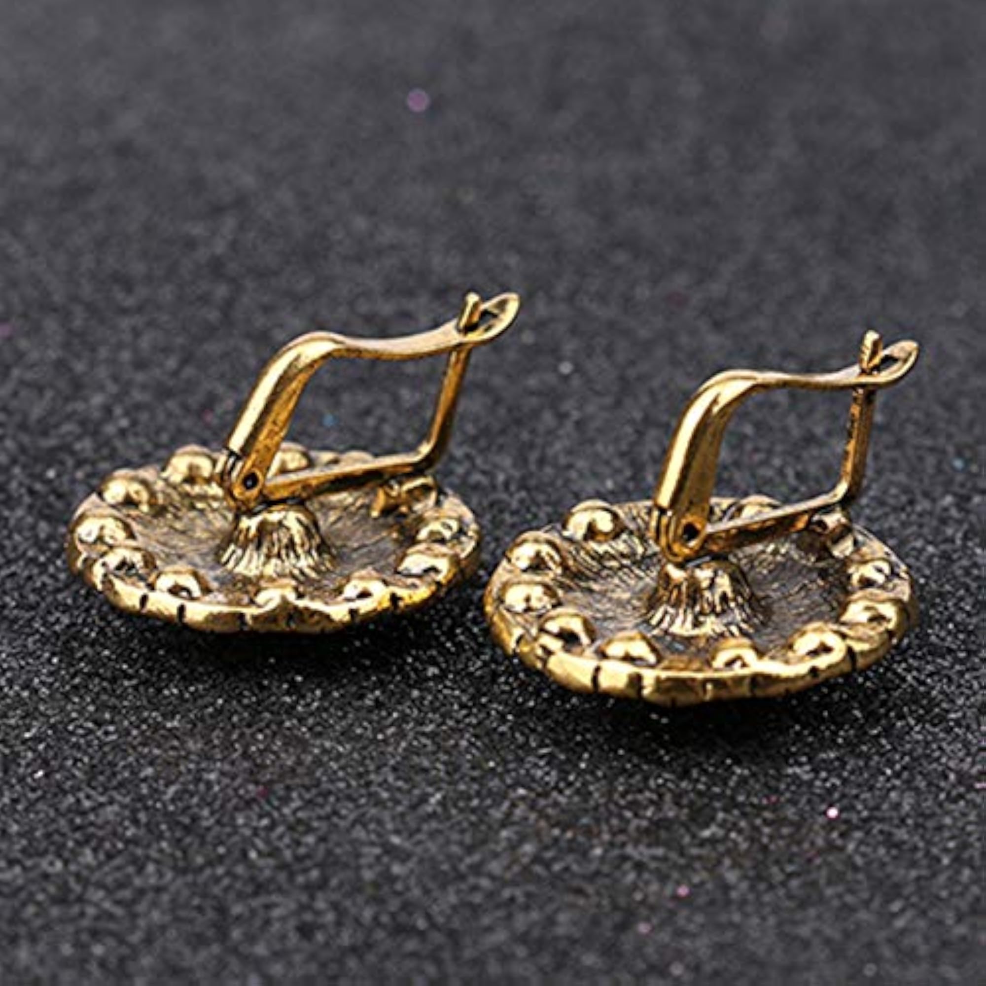 Gold-Plated Alloy Stud Earrings for Women, Black