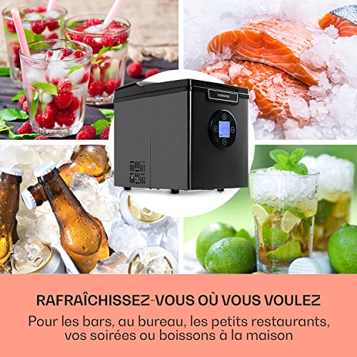 Machine à glaçons Klarstein Icemeister 2G 3 tailles de cubes 12kg 24h affichage LCD acier - vue 4
