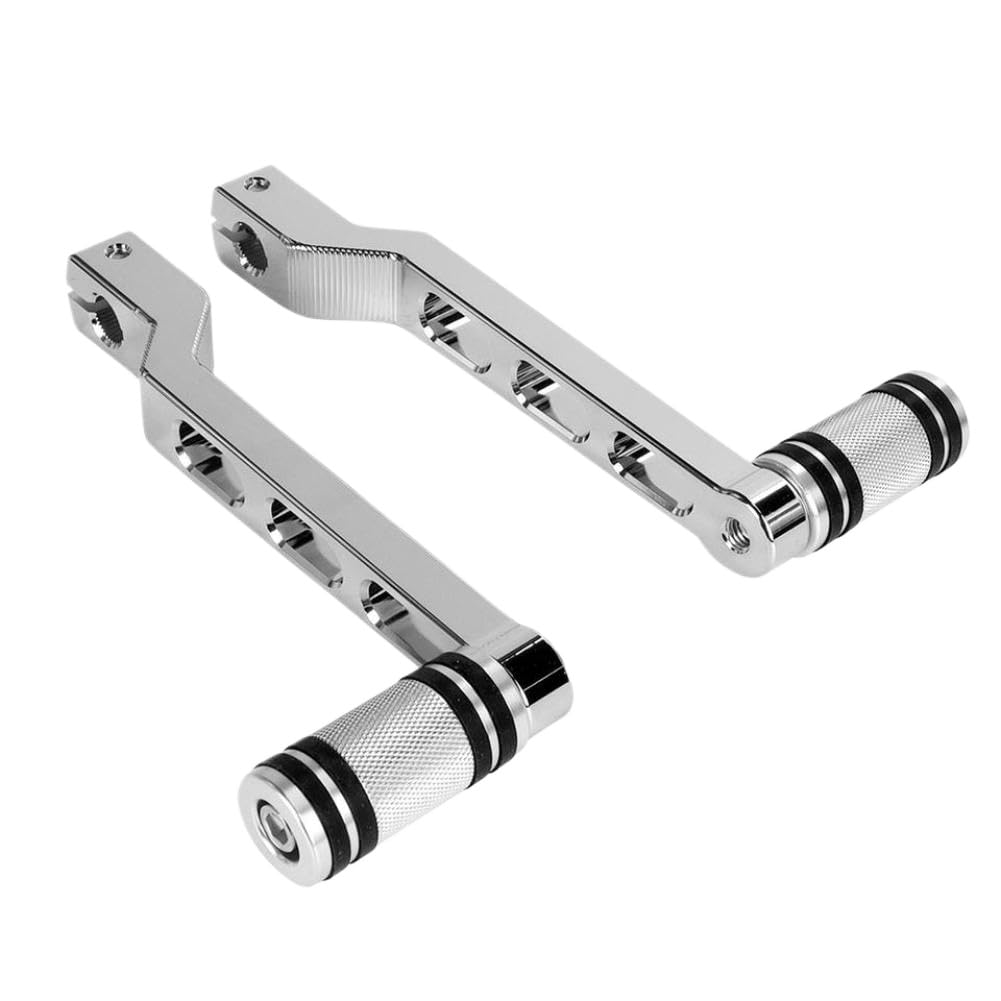 WWtkCKqfc Motorcycle Gear Shift Lever with Shifter Pegs Heel Toe Footrest Aluminum Compatible with Touring Softail FLST Road King Electra(Silver)