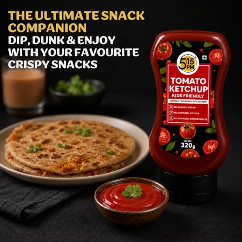 Image of 5:15 PM Tomato Ketchup - 320g | Tomato Sauce made With Fresh Tomatoes & Jaggery | No Refined Sugar | No Artificial Colour or Preservatives | Delicious Everyday Dip & Spread