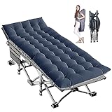 LILYPELLE Folding Camping Cot, Extra Wide Heavy Duty Sleeping Cots with Carry Bag, Double Layer Oxford Portable Travel Camp Cots for Home, Office Nap and Outdoor Beach