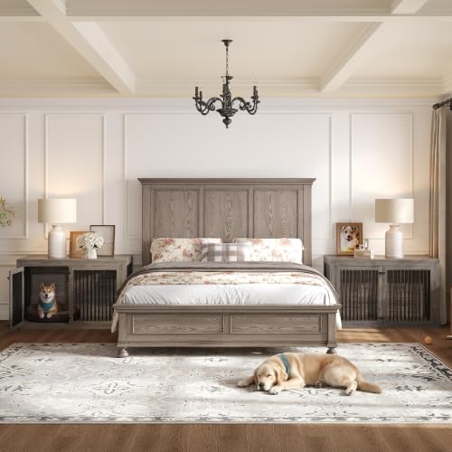 Image of AMERLIFE Dog Crate Furniture for Medium /Large Dogs with Storage and Divider