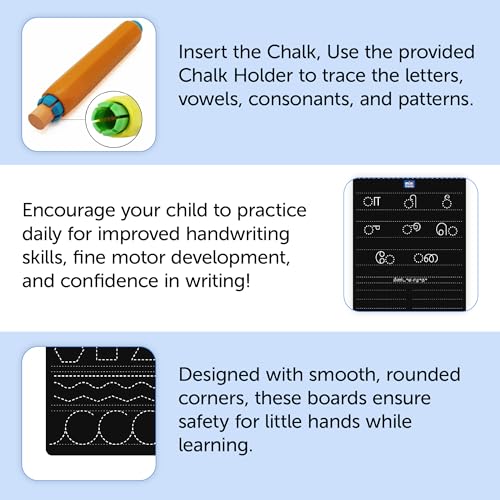 Image of Mini Leaves Wooden Tamil Writing Practice Board, A4 Size Double-Sided Chalkboard, Reusable with Chalk Holder and Eraser