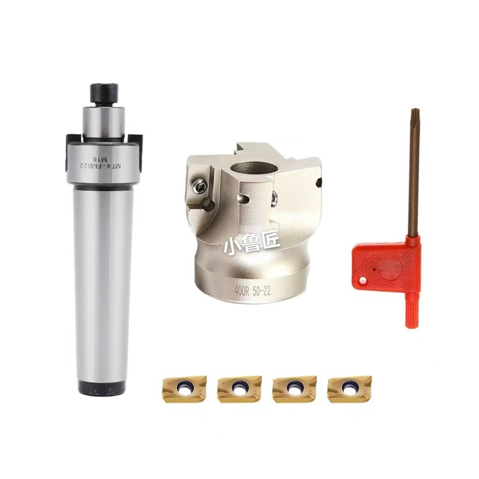 Kongmm A Lathe Tools Milling Cutter Bar Mtb3-Fmb22-M12 + 400R-50-22-4T Cutter Disc + 10Pcs Pmt1604 Cutter(Mtb4-Fmb22+50-22-4T)