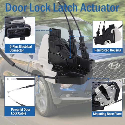 Image of Front Right Passenger Side Door Lock Actuator 81320-2W010, Door Latch Compatible with Hyundai Santa Fe XL 2013-2019, Santa Fe Sport 2013-2018, Santa Fe 2013-2018