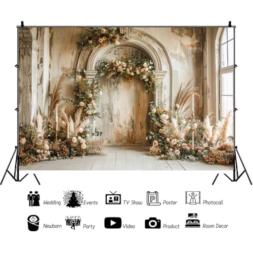 Fondo fotográfico beige crema 7x5ft estilo boho miniatura 2