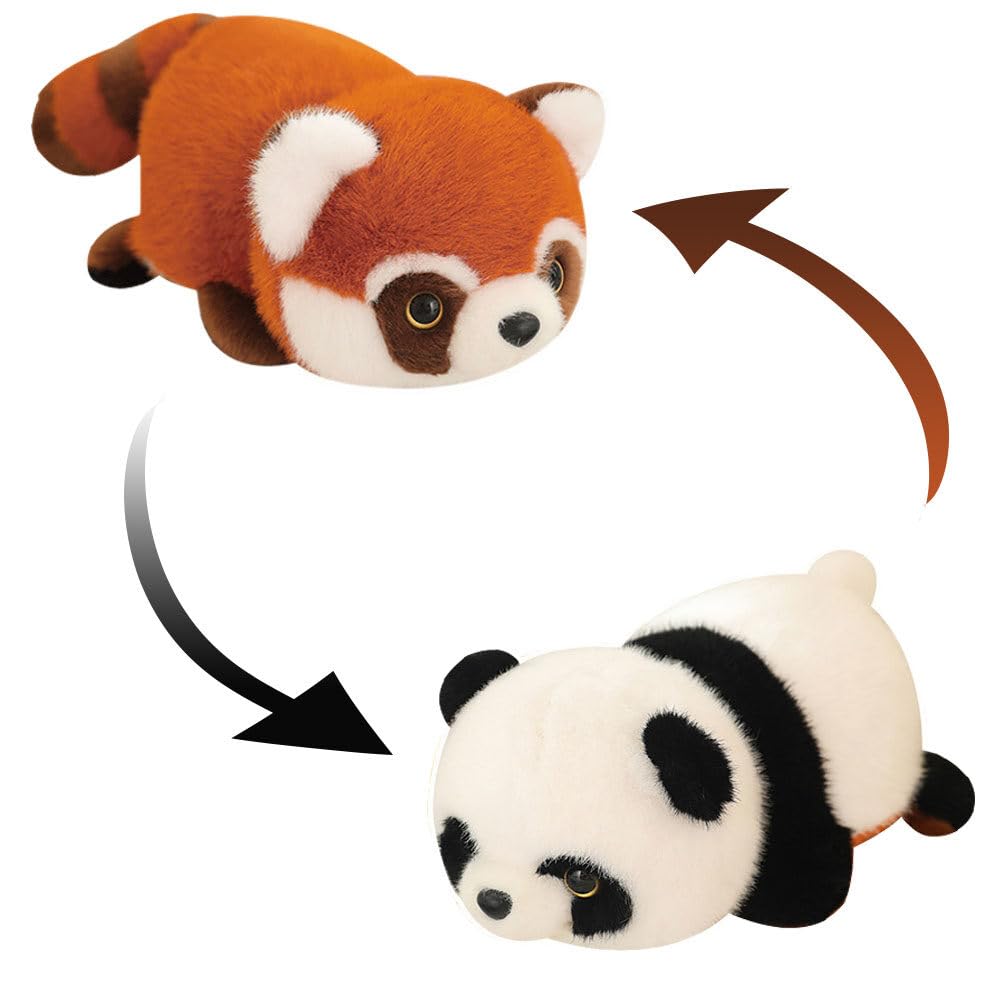 INSTITIZER 2 in 1 Plush Red Panda Stuffed Animal, 9.8 inch Soft Red Panda Pillow Toy for Kids Adults