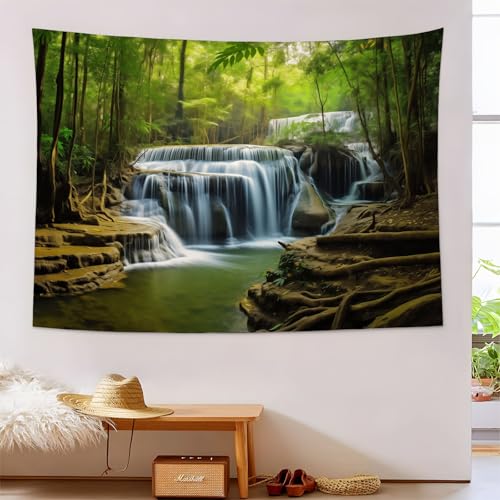 Tapiz para decoración de habitación estilo natural: crea un oasis con este paisaje de cascada