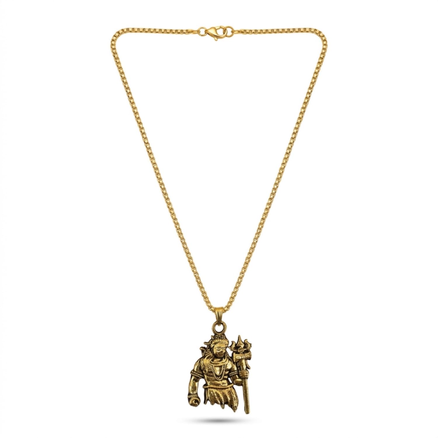 czardonic Gold-Plated Lord Shiva Trishul Pendant Necklace with Box Chain for Men & Women | Antique Ethnic Mahadev Bholenath Deity Locket Jewellery for Daily Wear, Festivals & Gifting-picture-31
