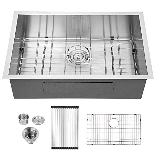 28 Undermount Kitchen Sink - Logmey 28 inch Undermount Stainless Sink 18 Guage Single Bowl Stainless Steel Kitchen Sink