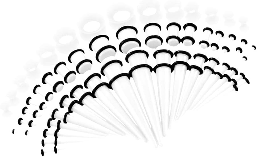 MYADDICTION 50pcs 14G-00G O-ring Acrylic Tapers Plugs and Silicone Tunnels White Jewelry & Watches | Fashion Jewelry | Body Jewelry | Body Piercing Jewelry