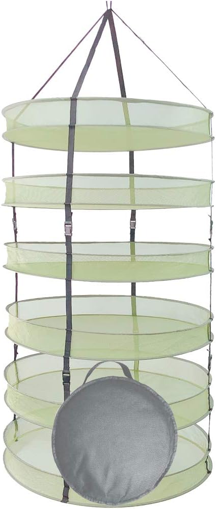 HORTIPOTS Herb Drying Rack Collapsible, 2.5 ft Hanging Dry Net Rack for Hydroponic Herb Pot Vegetable Fruit Flower Buds or Clothes Laundry