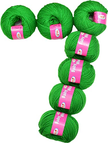 Image of M.G Enterprise Prime Baby Wool 100% Acrylic Yarn Parrot 7 Pc 4 ply Ball Hand Knitting Wool /Art Craft Soft Fingering Crochet Hook Yarn- Art-IJ