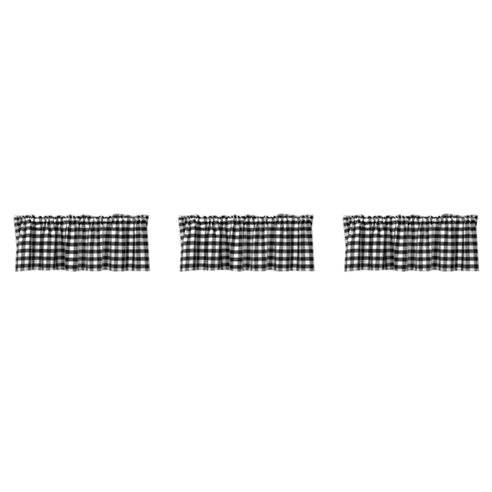 Cenefas de cuadros para cocina set de 3 piezas de estilo granja en color negro para ventanas