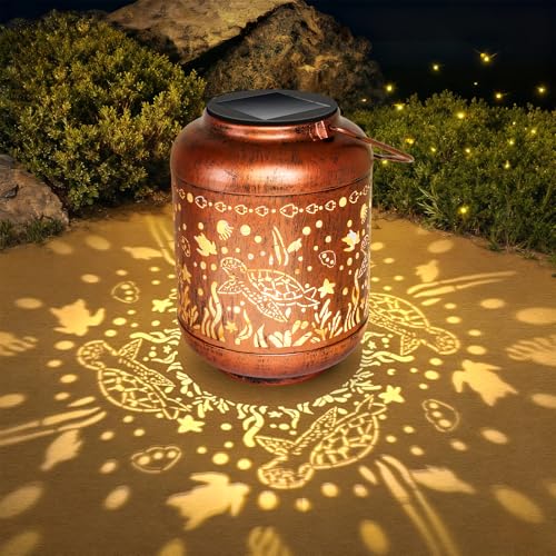 Farolillo solar para exterior, impermeable, decoración de jardín, tortuga marina, regalos para mujeres, mamá, abuela, luces LED de metal colgantes para terraza, regalo para cumpleaños, Navidad