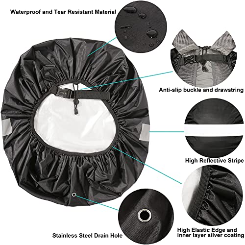 Evotopf Waterproof Backpack Rain Cover With Drain Hole & Safety Reflective Strip (Anti Slip Design, Tear-Resistant, Ultralight) For Camping, Hiking, Traveling, Biking, 60-70L, Black #TOP1