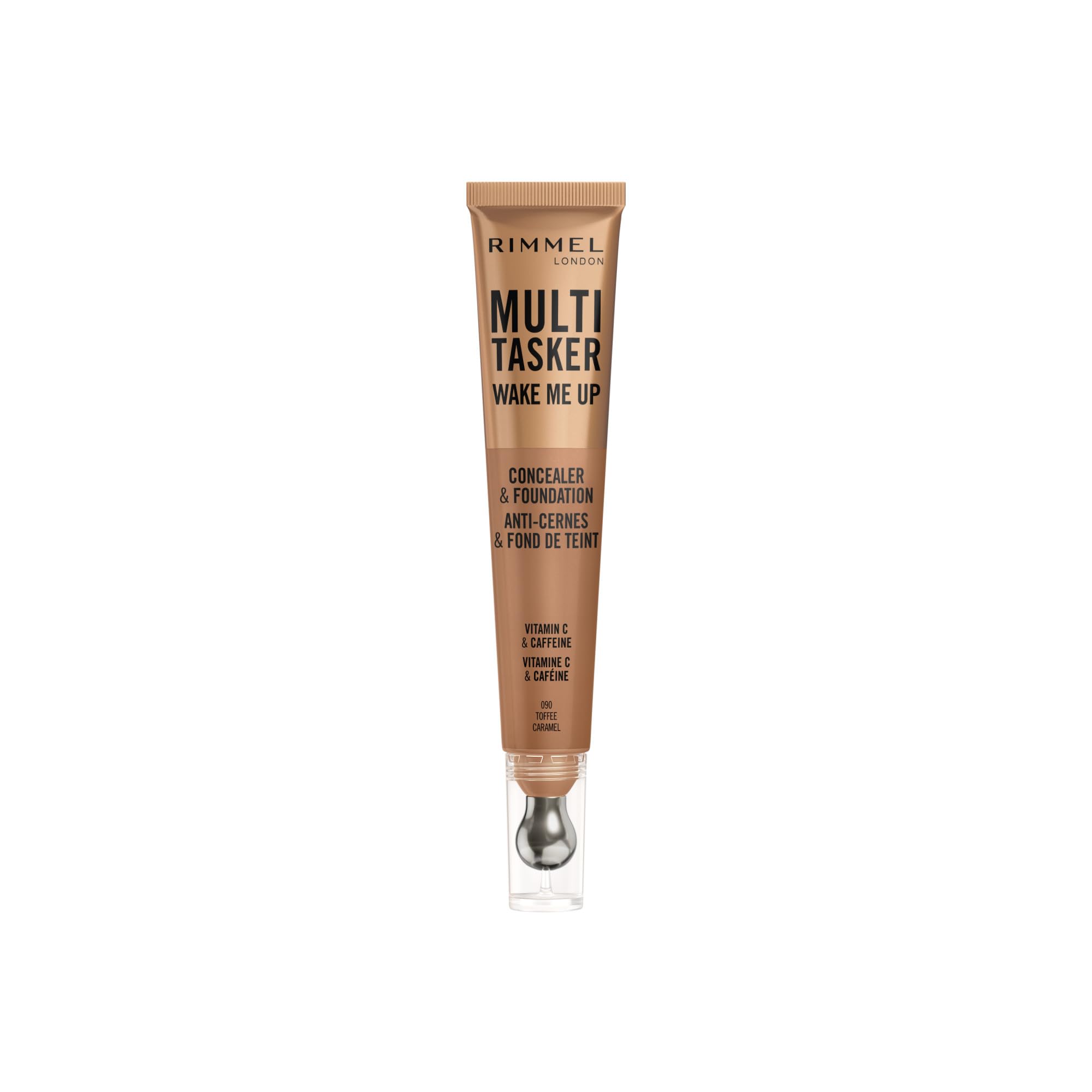 Rimmel Multi-Tasker Wake Me Up, Toffee, Concealer & Foundation, Brightens, Corrects, Buildable Coverage, Radiant Finish, Vegan Formula, 20ml