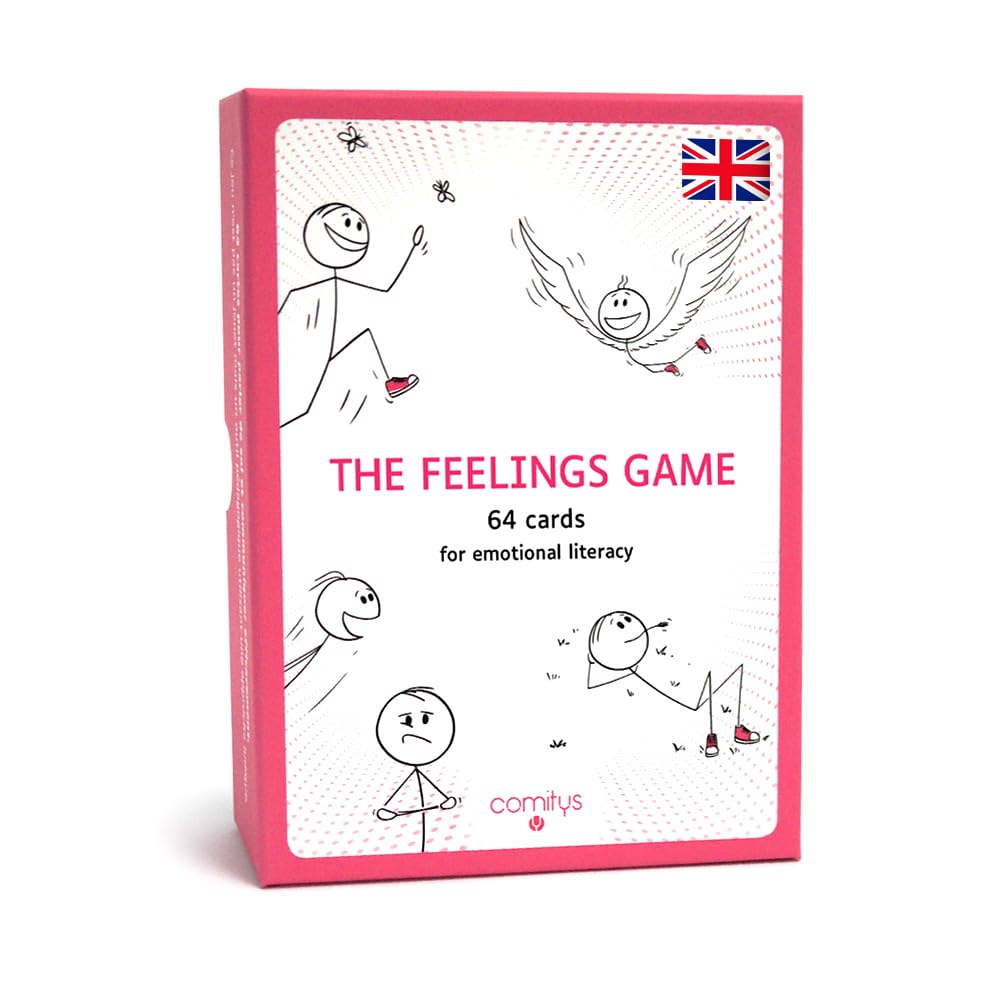 Emotion Cards for Kids  The Feelings Game by Comitys | 64 Flashcards to Name & Understand Emotions | Social-Emotional Learning & Communication Skills | Age 4+ | English
