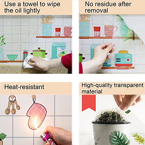 Hanlongyu Wallpaper Kitchen Backsplash Behind Stove, Oil Proof Wall Stickers, Self Adhesive Vinyl Clear Contact Paper Papel Tapiz Para Cocina For Kitchen Dining Room Wood Countertop Cupboard Doors (B) #TOP5