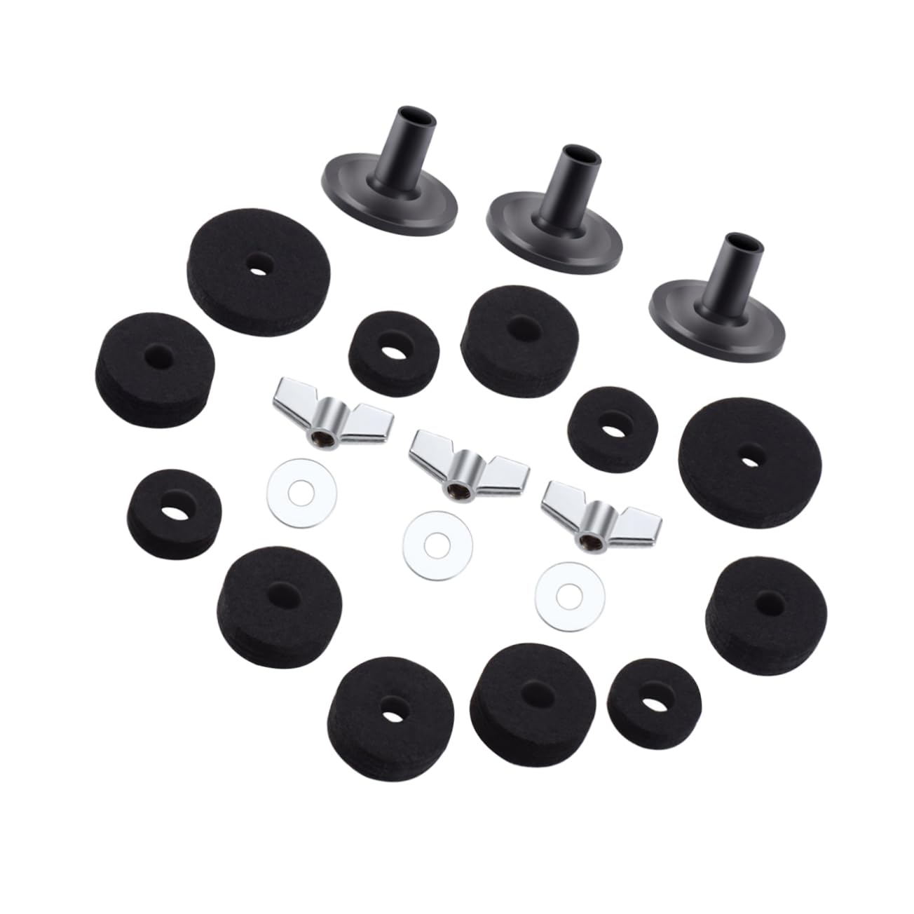 Toddmomy Professional Drumming Set 21pc Drum Protective Washer Kit Anti-friction Drum Felt Pad