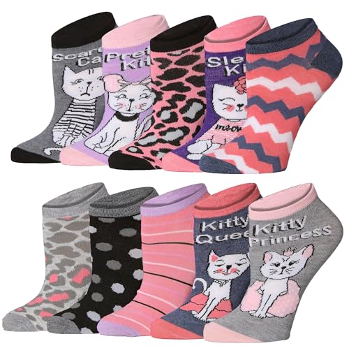 Image of Tipi Toe Women's 10 Pairs Lightweight Colorful Socks - Fun Low Cut Patterns for All-Day Comfort and Easy Everyday Style