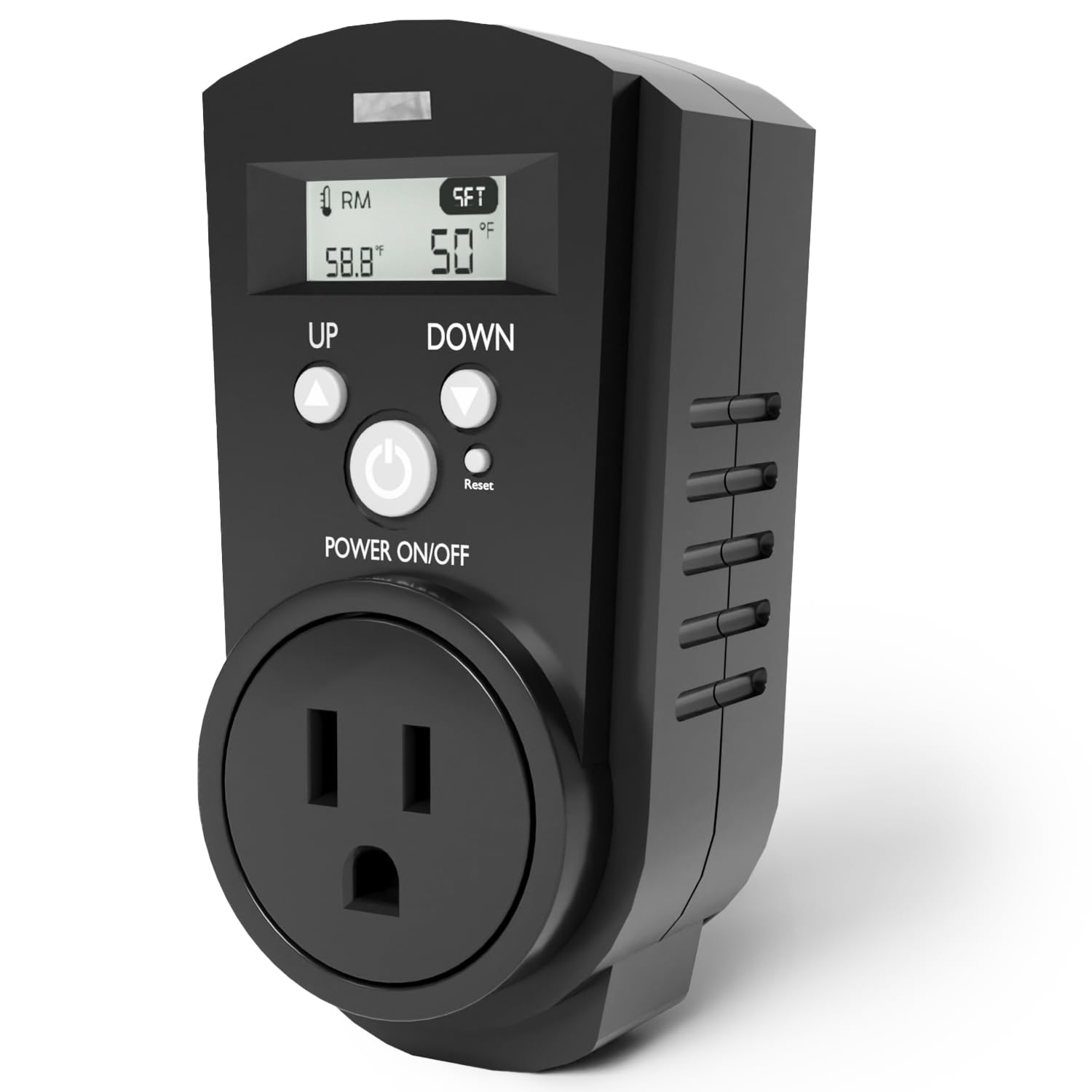 EconoHome - Termostato digital enchufable - Termostato programable con visualización LCD, control de temperatura y botones de encendido, compatible con montaje en pared y calentador portátil,
