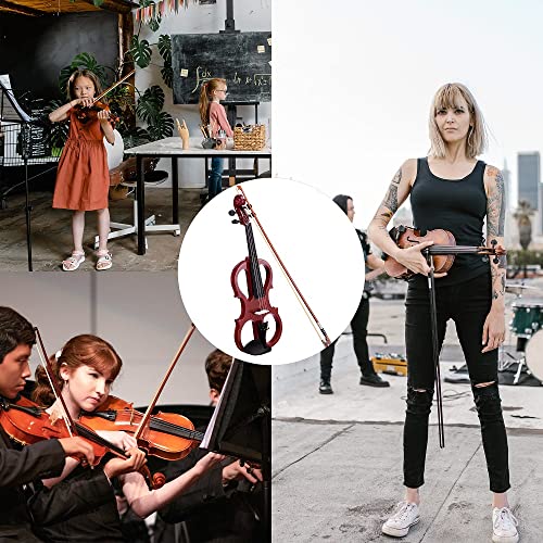 4/4 Electric Violin, Full Size Right Hand Electric Wood Silent Violin With Fiddle Musical Instrument Fittings Headphone, Electric Violin Kit (Red) #TOP5