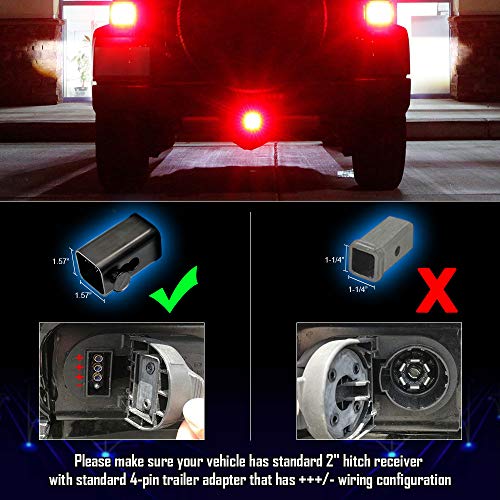 Opp Ulite Trailer Hitch Lights Led Brake Tail Light 15 Leds Red Lens Cover Light Fit 2" Receiver Truck Suv (Trailer Lights Ly039-1) #TOP2