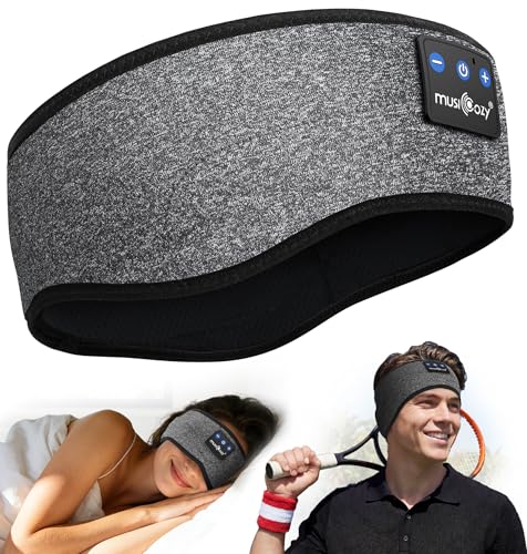 MUSICOZY Sleep Headphones Bluetooth 5.4 Headband Headphones for Sleeping & Sport Soft Wireless Music Headband 16H Playtime Comfortable Fit Thin Speakers for Side Sleepers