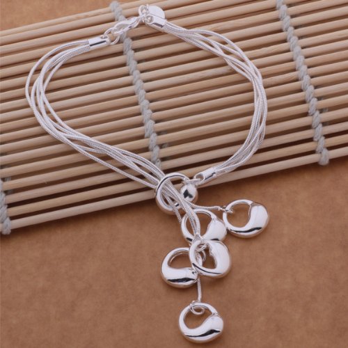 Fashion Beautiful 925 Silver Simple thin circles Cuff Bracelet,for Women, Teen Girls, Young Girls, and Men+Gift Bag