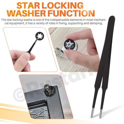 Rustark 261 Stück M2-M12 Schwarz Innenzahn Unterlegscheiben und 14 Größen Schwarz E-Clips E Externe Sicherungsringe Sortiment Set für Befestigen Wellen Lager Lock Washers