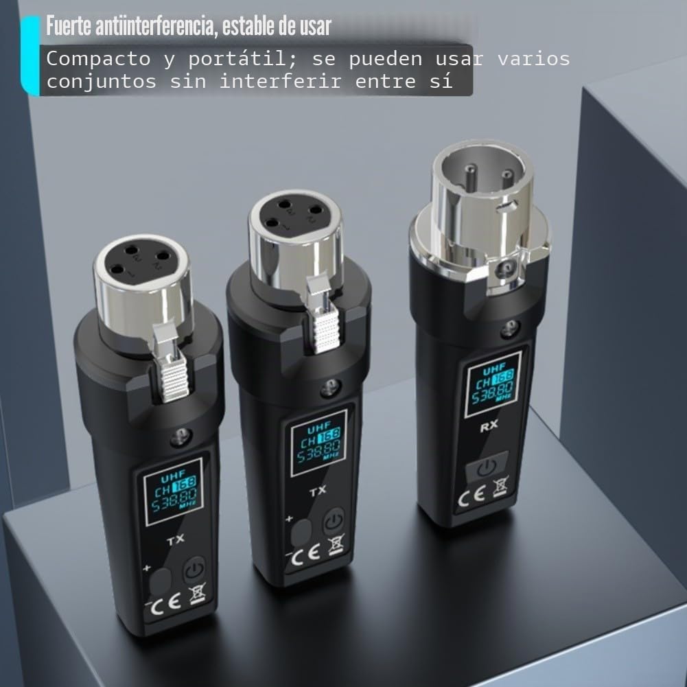 Sistema de micrófono transmisor y receptor XLR, sistema de micrófono inalámbrico UHF, 510-590 MHz, para live, mezclador de audio, sistema PA (uno a uno)