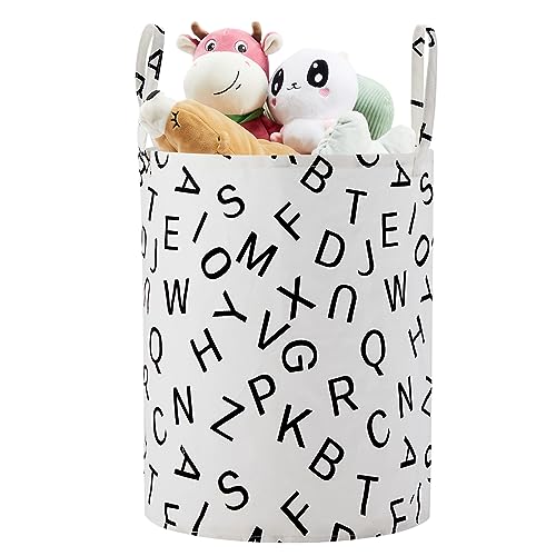 Image of TECHMILLY Large Storage Basket for Girls and Boys, Collapsible Laundry Hamper with Long Handles, Toy Bins for Nursery, Kids Room Décor