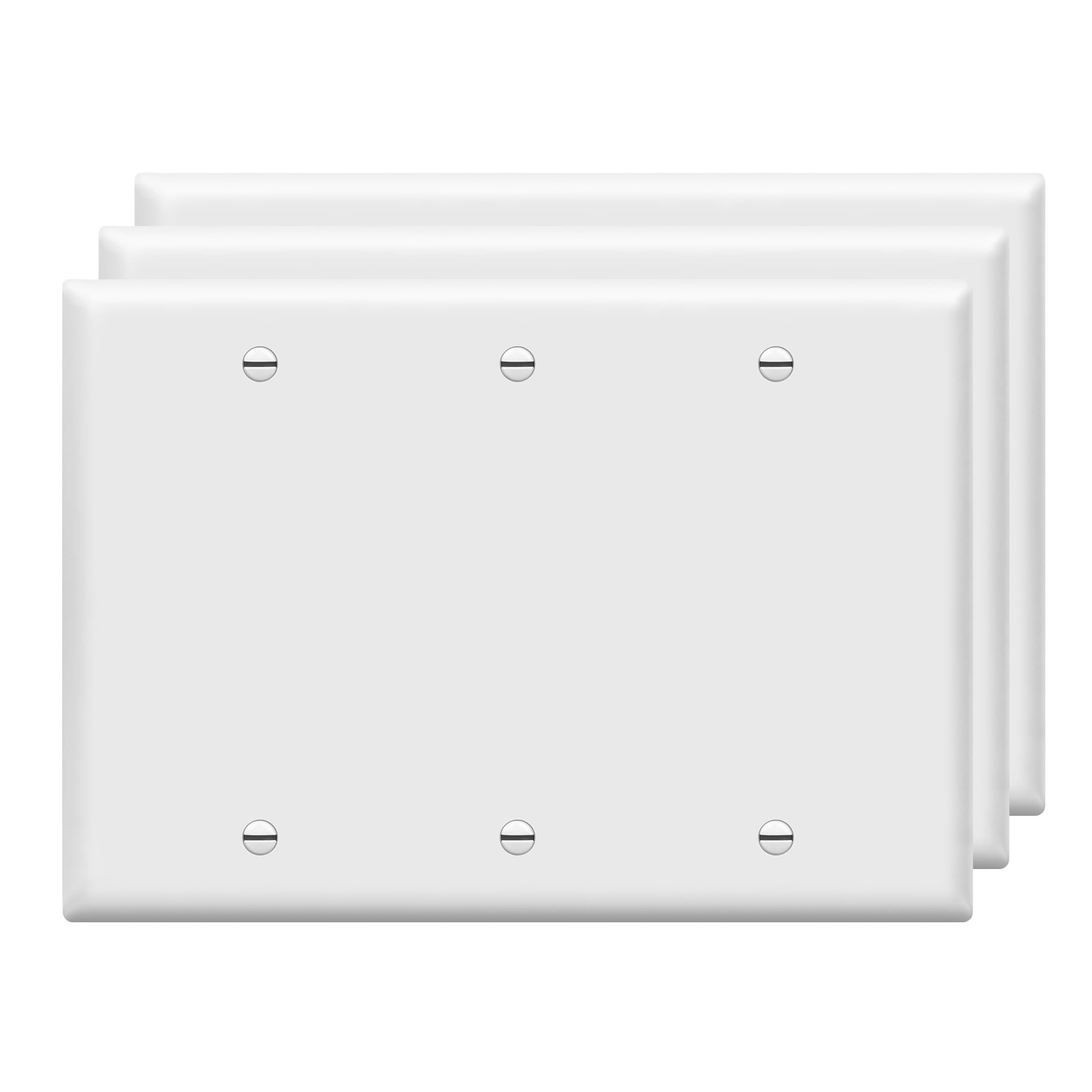 ENERLITES Triple Blank Device Wall Plate, Blank Outlet Cover, Gloss Finish, Standard Size 3-Gang 4.5" x 6.38", Polycarbonate Thermoplastic, 8803-W, White, 3 Pack