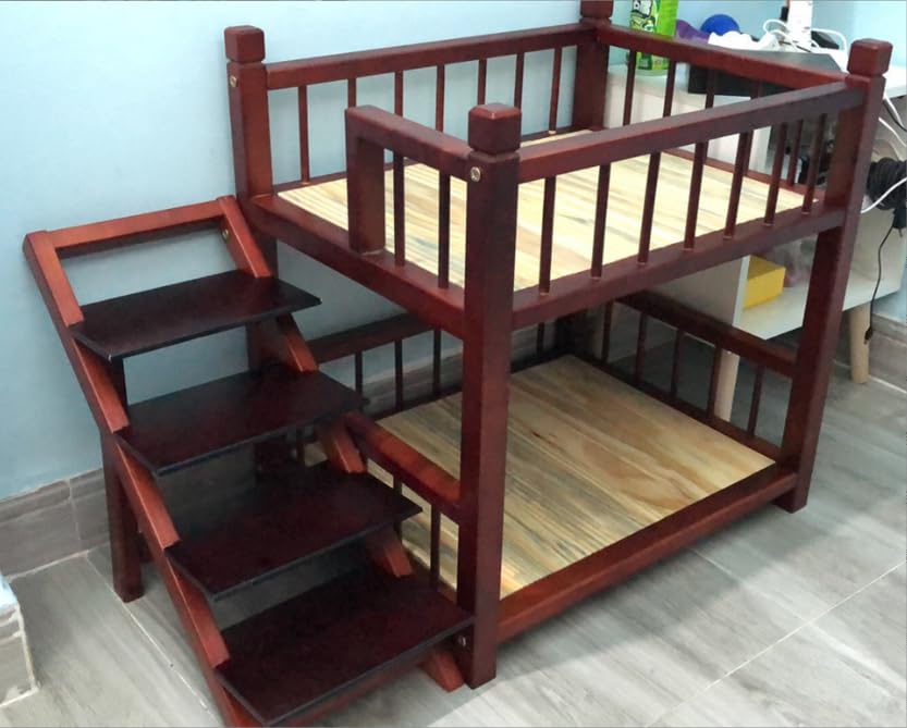GJVBGA Dog Bunk Bed Small for Small Medium Large Dogs Pet Removable Double Layer Pet Bed with Stairs