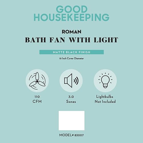 Miniatura 9 de HUNTER 83008 Sona - Ventilador de escape decorativo para baño con luz y luz nocturna, níquel cepillado