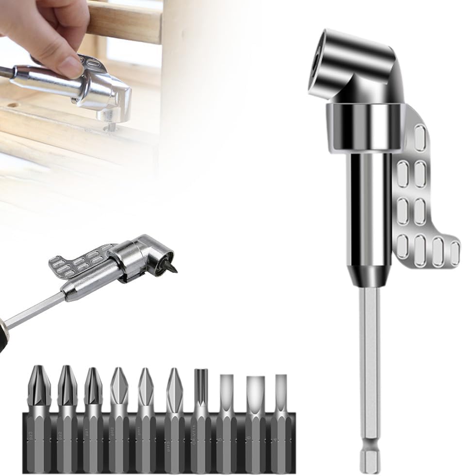 Winkelschrauber Set 105 Grad - 2 Adapter Mit 10 Bits & Verlängerung Für Enge Räume