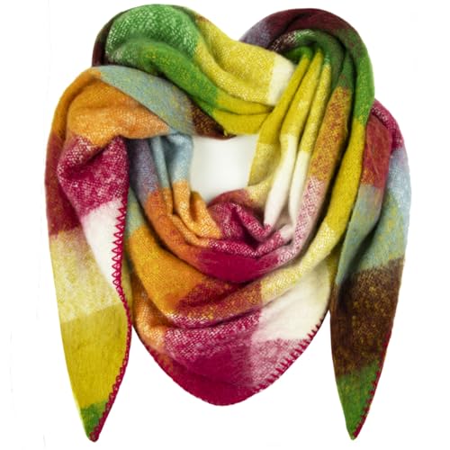 Glamexx24 Damenschal Damenhalstuch Herrenhalstuch Mehrfarbig mit Muster Winterschal sehr warm und weich XXL Schal für viele Angelegenheiten dreieckige Form
