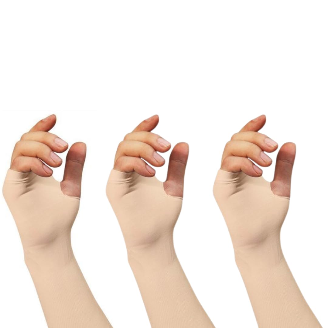 JB ExportCotton UV-Protection Hand Socks with Finger Arm Sleeves Arm Sleeves for Women Men Skin Color Arm Sleeves for Bike riding Cycling Hikning Driving