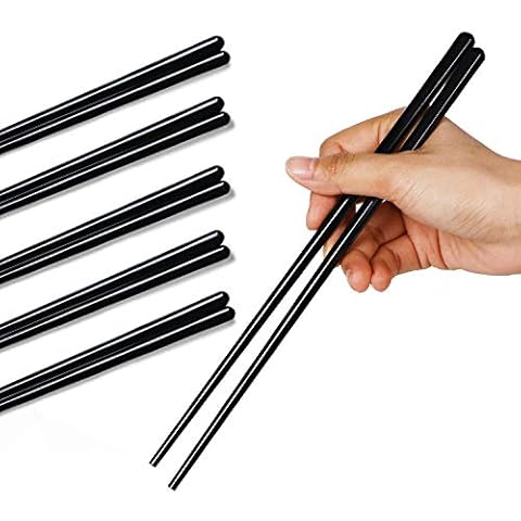 LEETOYI Ceramic Chopsticks Set of 5, Porcelain Chinese Chopsticks Easy To Clean, 9.6-Inch (Black) Cover