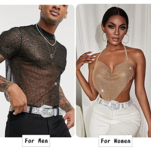 Oyifan Men Women Rhinestone Belt Women Western Men Cowboy Fashion Belts Bling Crystal Studded Luxury Belts Jeans Style2