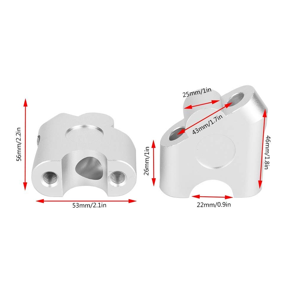 Podwyższenie kierownicy, Yctze 22mm Uniwersalna kierownica motocykla Podwyższenie kierownicy Zacisk na kierownicę Powrót Przenieś Adapter do montażu CNC Stop aluminium o wysokiej gęstości (chrom)